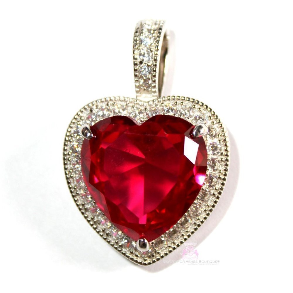 Love A Prophet's Heart Ruby Red Rose Cz 925 Sterling Silver Statement Pendant